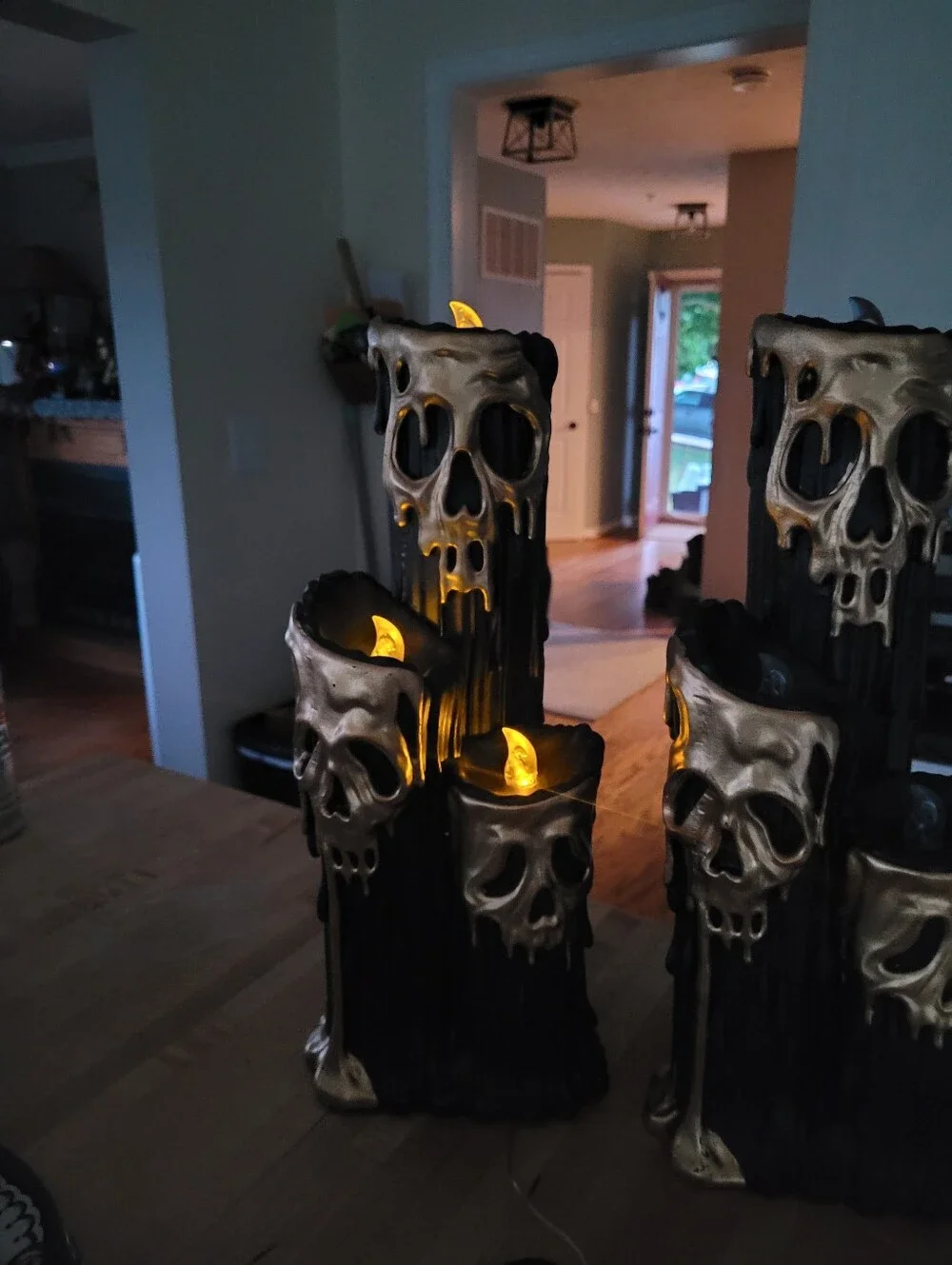 NEW Gold & Black Skull Candle Set - Decorative Halloween Home Accent